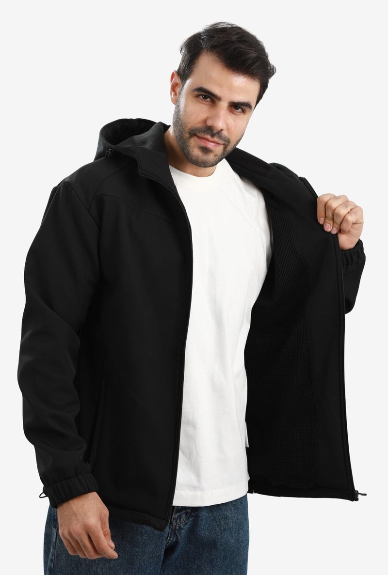 White Rabbit Men’s Softshell Water-Resistant Jacket – Full Zip Hooded Design - Image 3